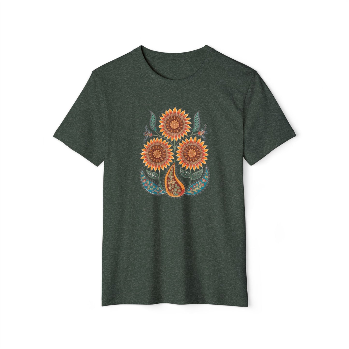 Madhubani Sunflower - Recycled Organic Cotton T-Shirt