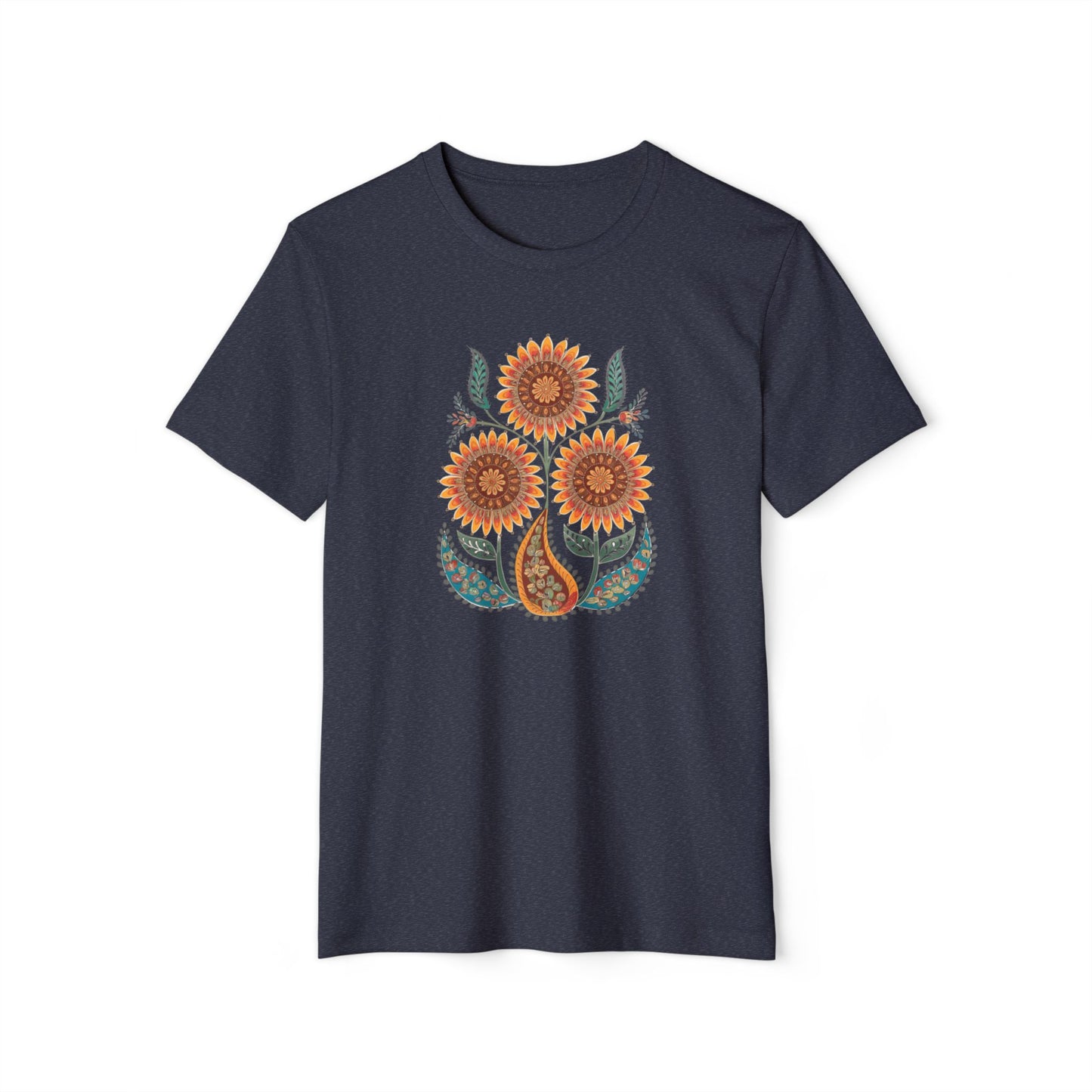 Madhubani Sunflower - Recycled Organic Cotton T-Shirt