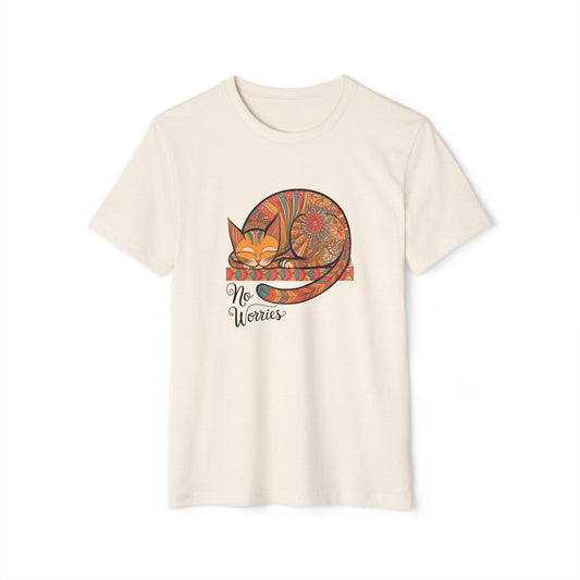Lounging Cat No Worries - Recycled Organic Cotton T-Shirt