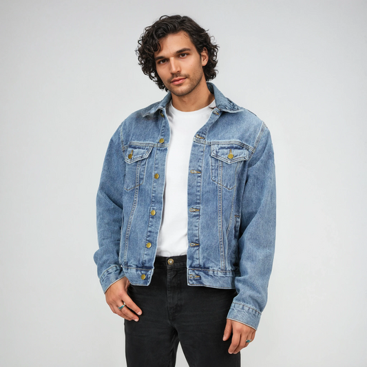 Epiphany Street Japanese Floral Design Men's Denim Jacket