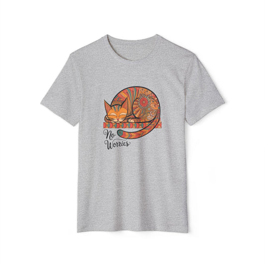 Lounging Cat No Worries - Recycled Organic Cotton T-Shirt