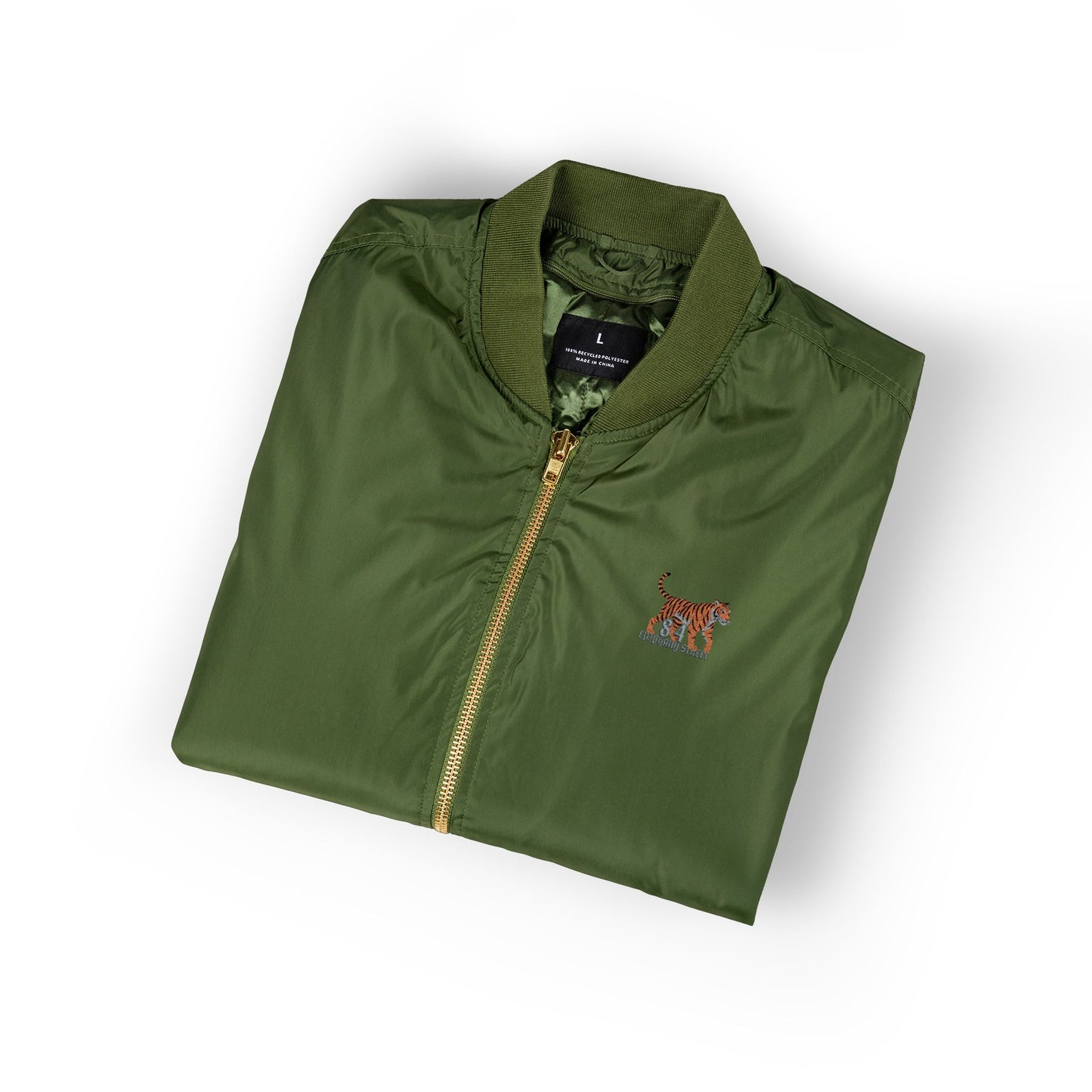 Embroidered Bomber Jacket - Epiphany Street Tiger Recycled