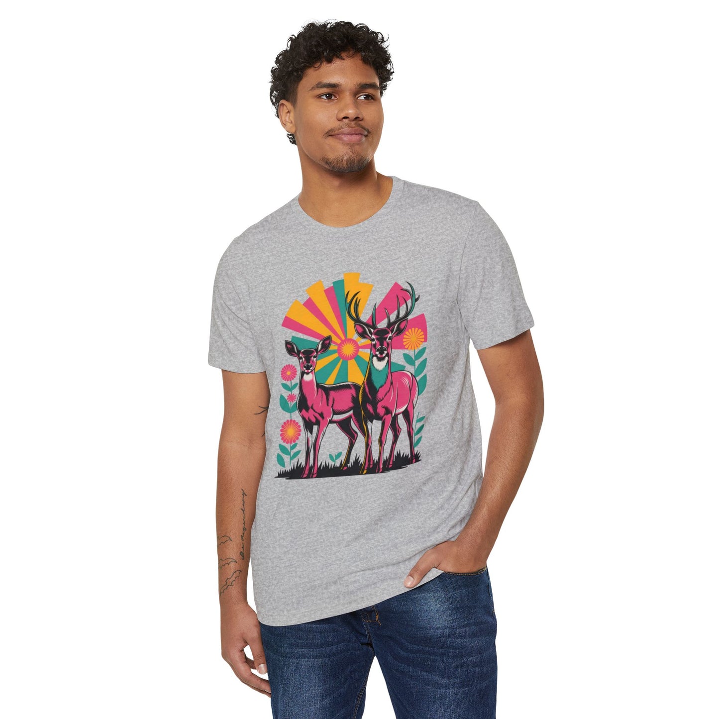 Retro Deer - Recycled Organic Cotton T-Shirt