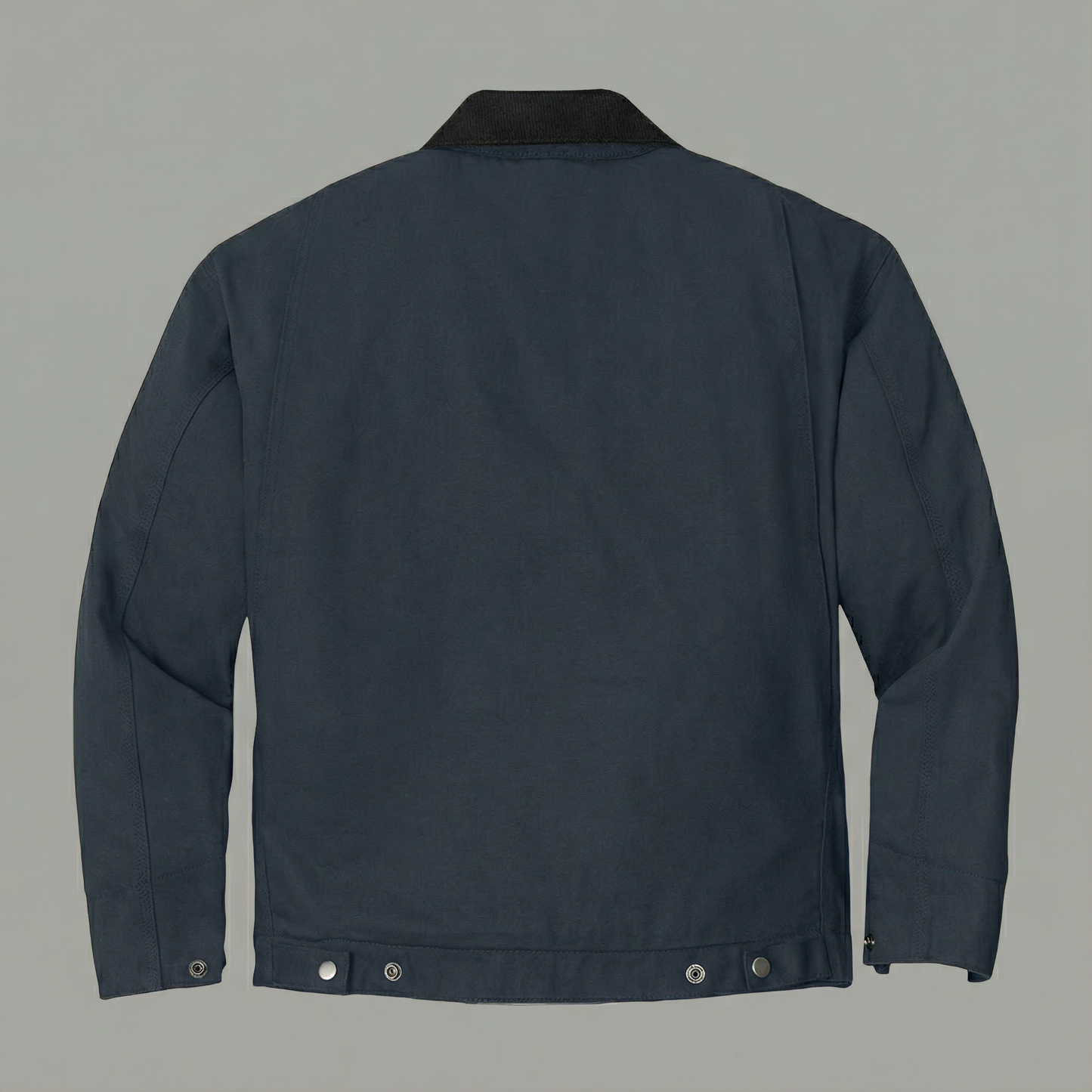 Navy blue jacket on a gray background